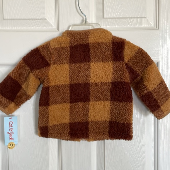 New! Toddler Boys' Faux Shearling Zip-Up Jacket - Cat & Jack™ Brown Size 12 M - Picture 7 of 8